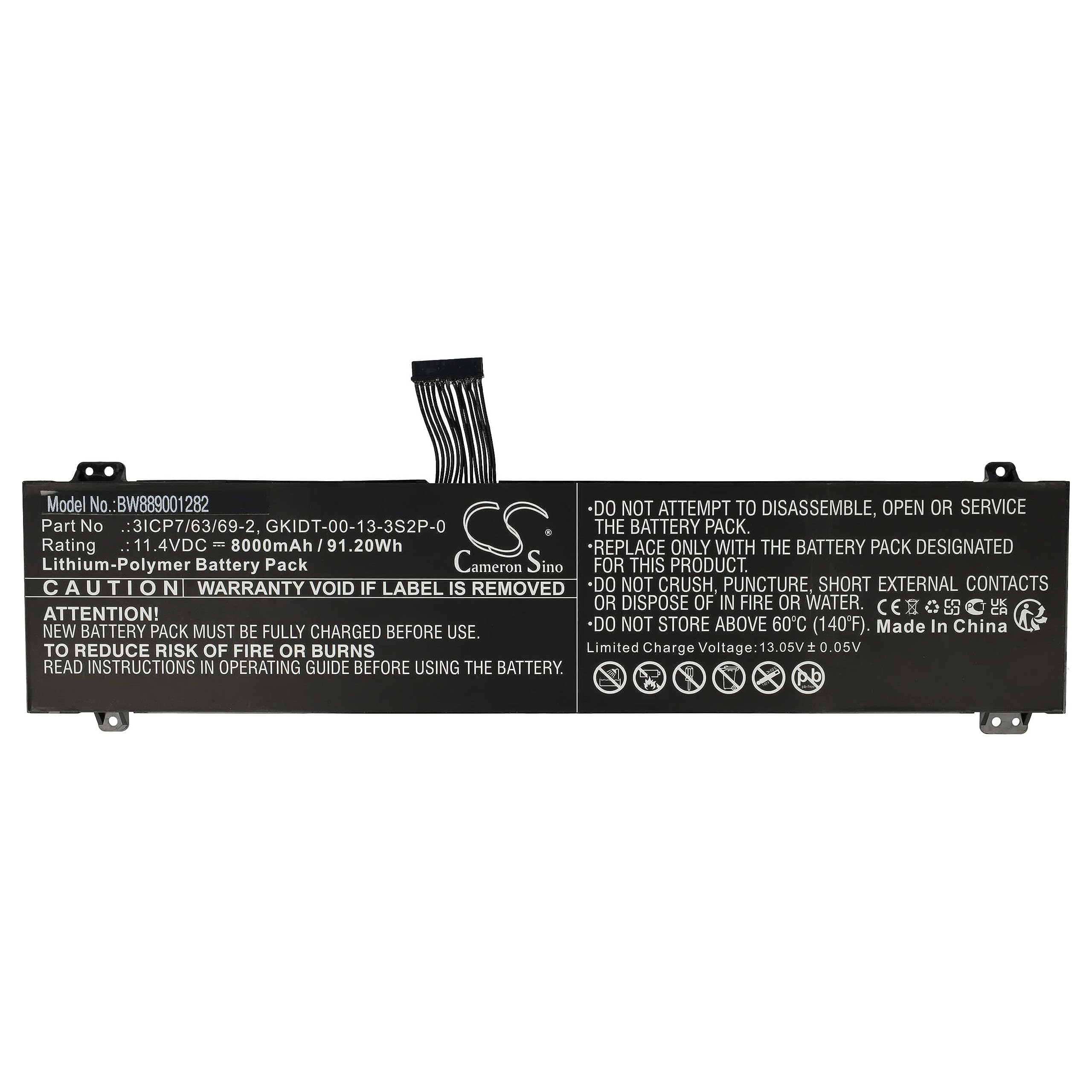 vhbw Batería reemplaza Adata GKIDT-00-13-3S2P-0, 3ICP7/63/69-2 para Notebook (8000 mAh, 11,4 V, Li-Poli)