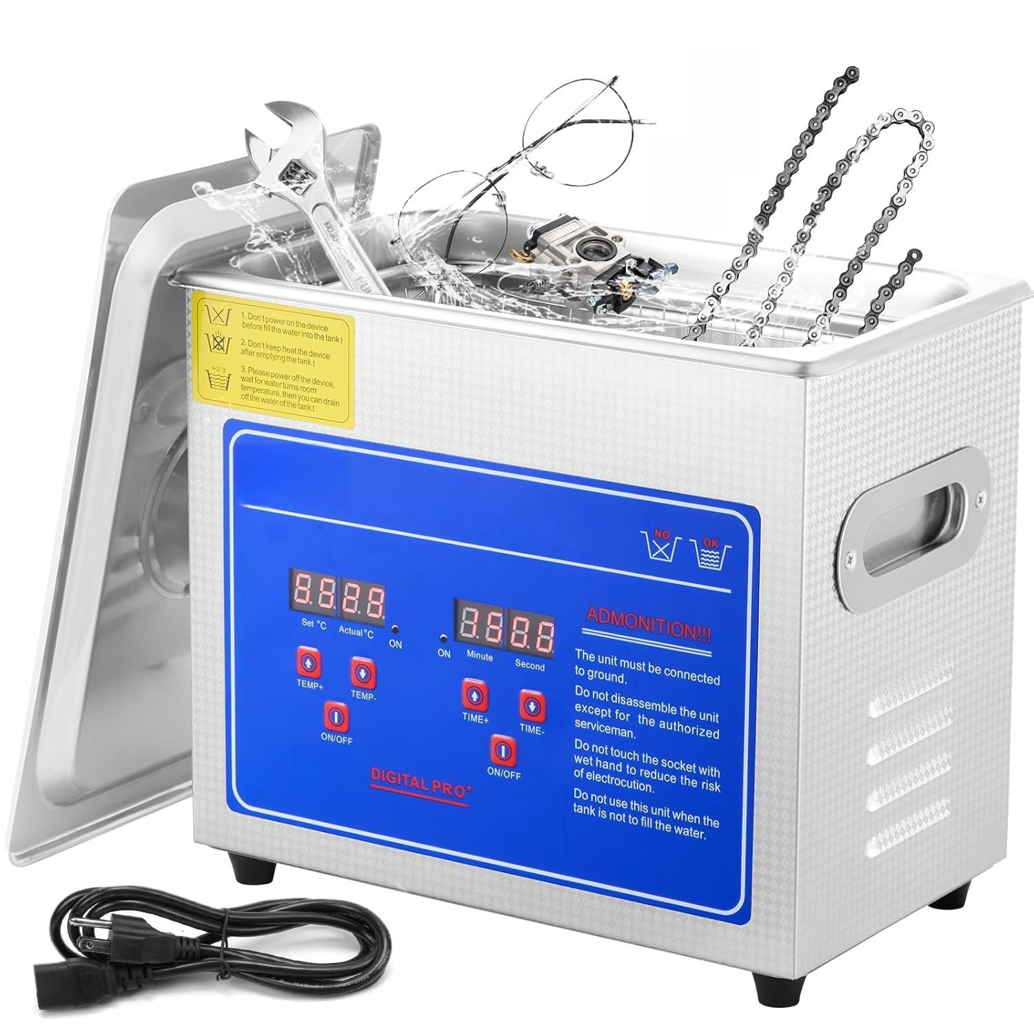 Limpiador UltrasóNico Profesional De 3L De 120 W Con Temporizador Digital Y CalefaccióN De Acero Inoxidable Para Joyas, Gafas Dentadas Herramientas Tarjetas De Circuito, Piezas De Repuesto Personal