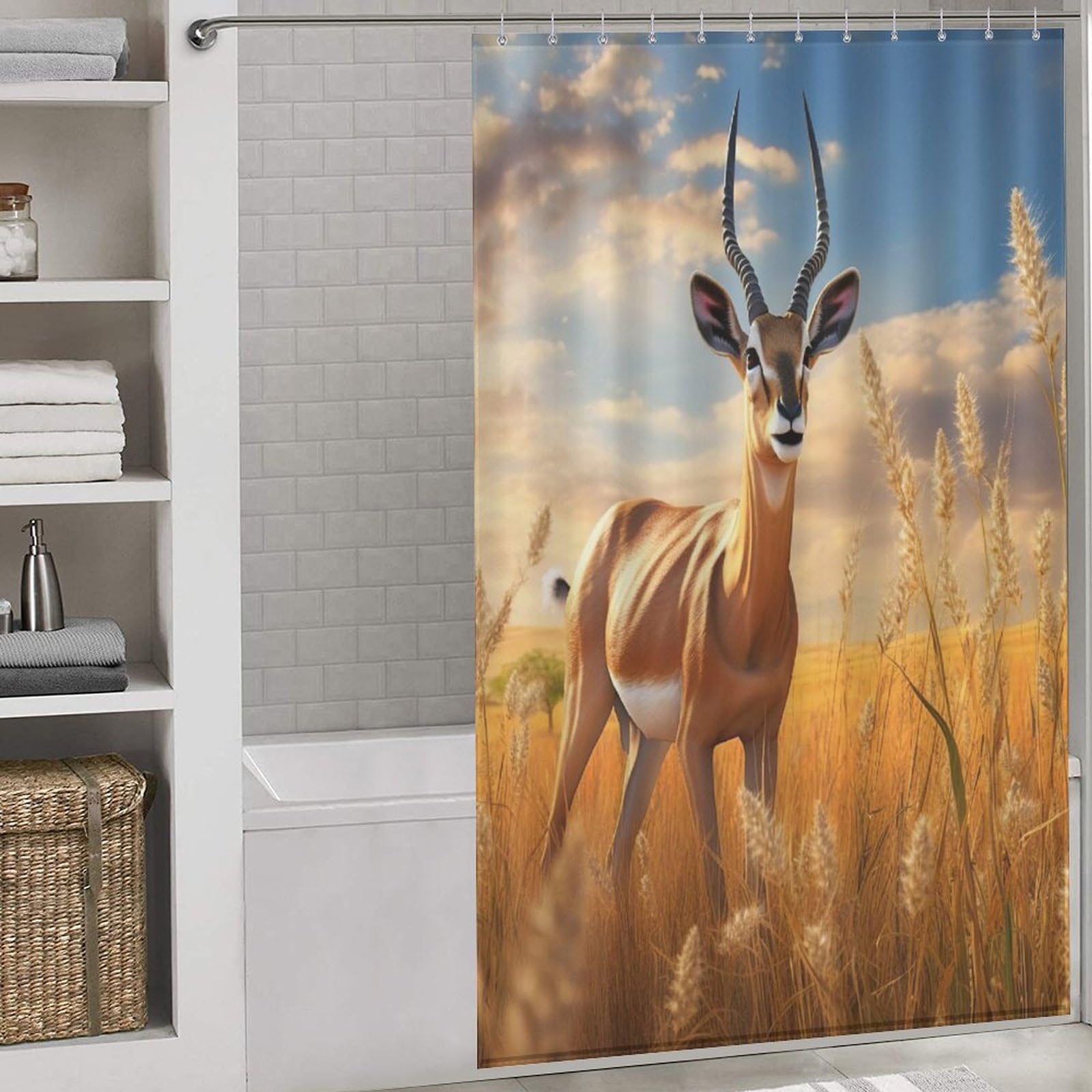Rideau de douche en tissu polyester premium Antilope 55x72In