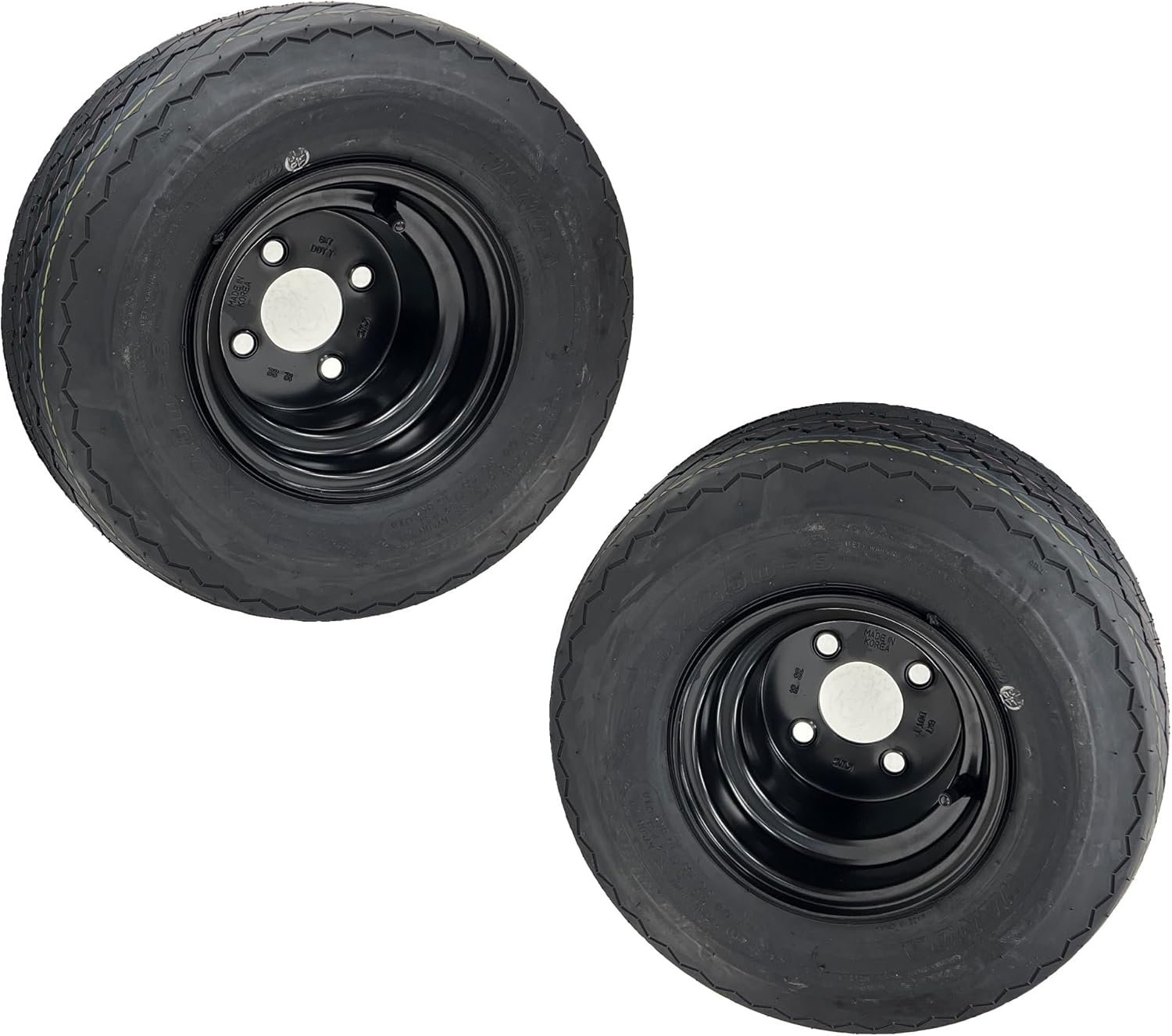 eCustomrim 2-Pack 8 Inch Black Golf Cart Tires On Rims 18-850-8 18X8.50-8 18/8.5-8 4 Lug Fits All