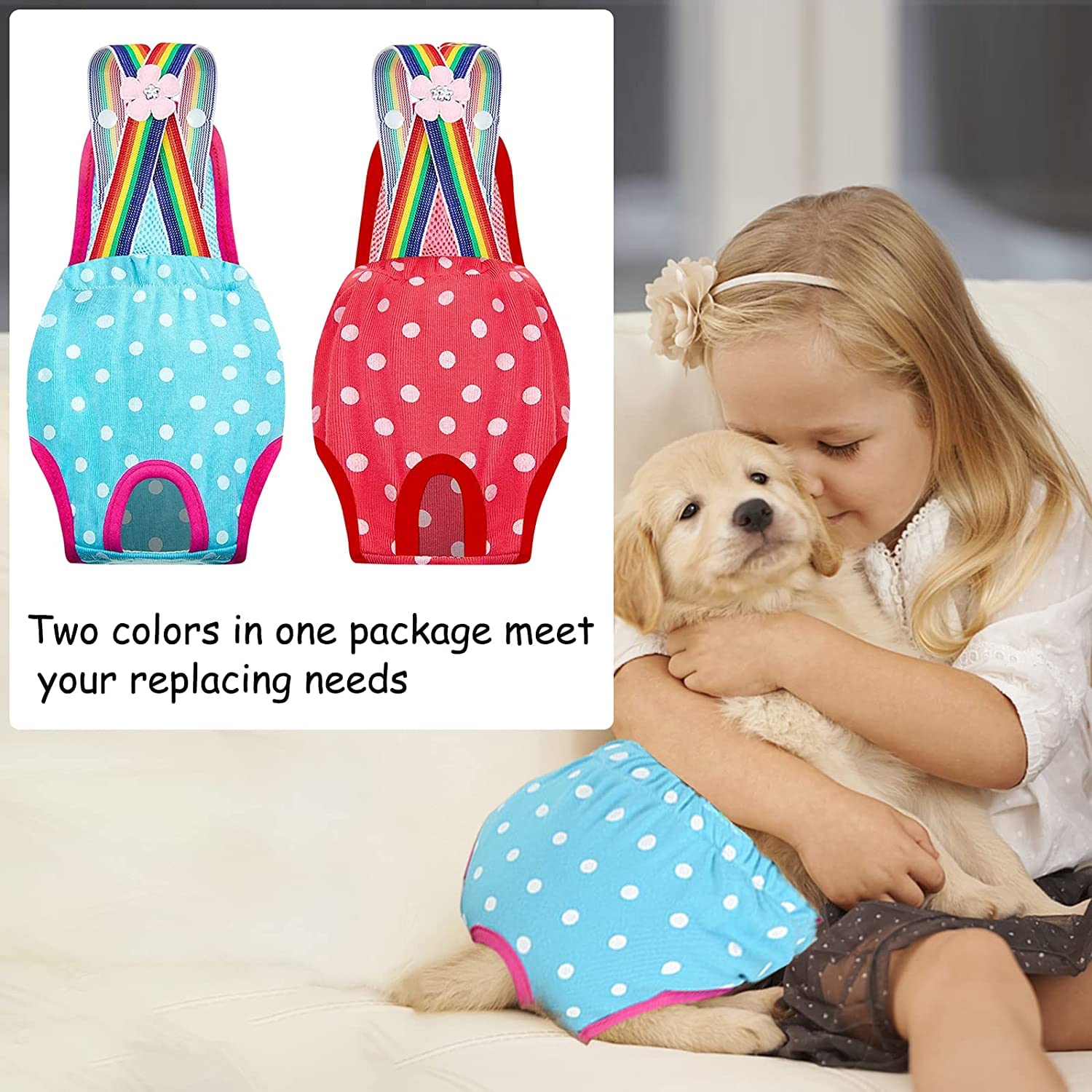 Mutandine Igieniche Per Cagne - 2 Pezzi Con Bretelle Regolabili