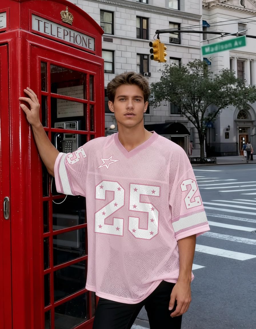 Jersey Shirts for Men Oversized Number Graphic Tees V Neck Y2k Jersey Vintage Streetwear Short Sleeves Tops