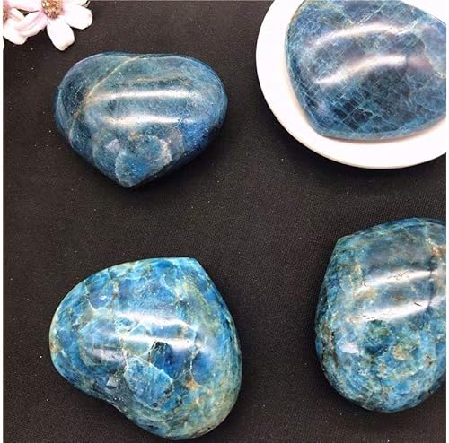 Miniatura 3 de Piedra de palma tallada en apatita azul natural, piedras de preocupación pulidas en forma de corazón en forma de amor, cristal curativo, piedras
