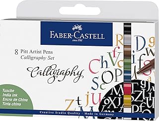 Faber-Castell Pitt Artist Calligraphy Pens, 8 Pens Assorted, (54-167508)