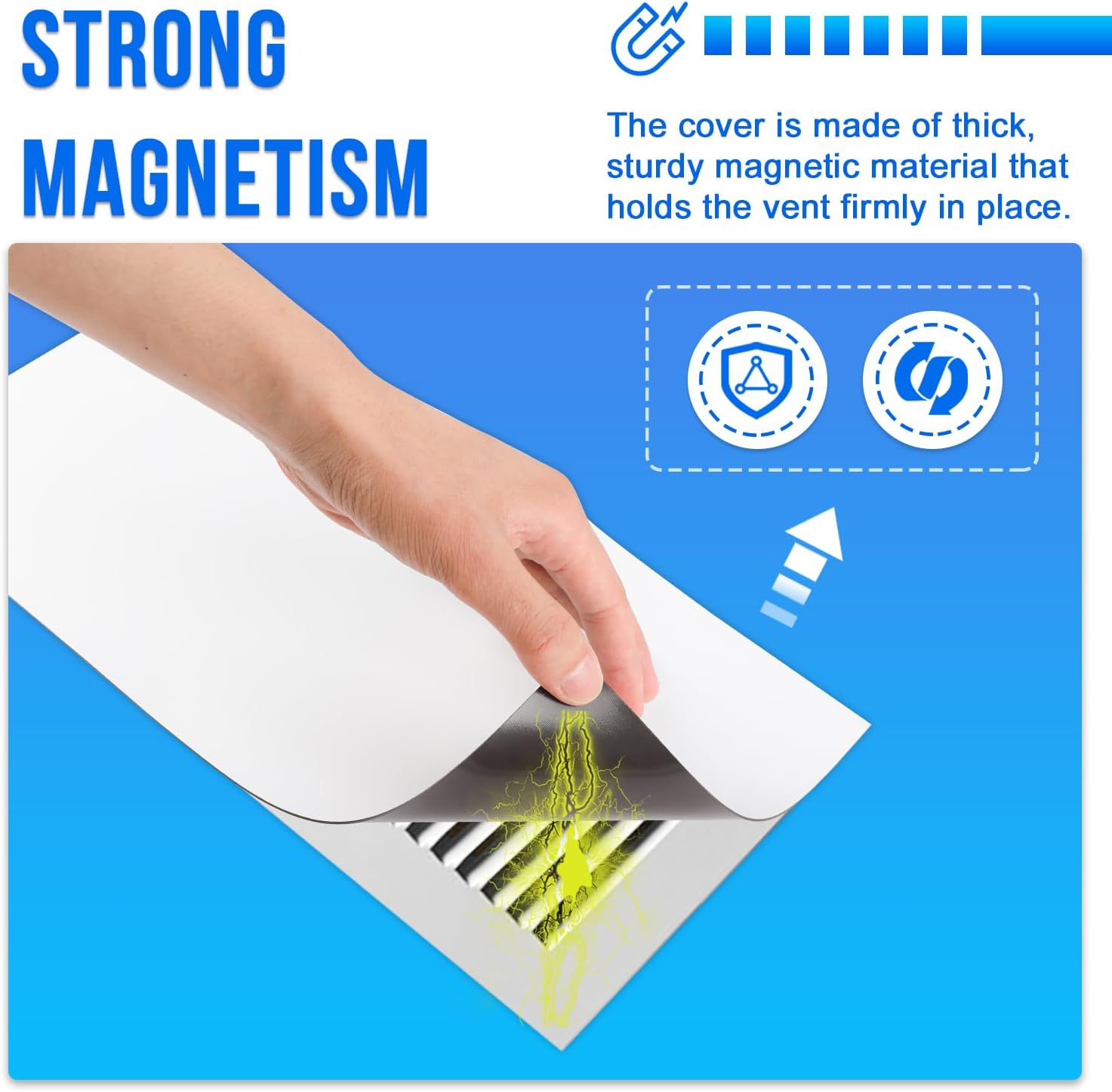 E BAVITE 6 Pack Magnetic Vent Covers, Strong Vent Covers 5.5x12inch Magnetic Vent Covers Flexible Magnets in Sheet Form for Iron Floor HVAC and AC Vents