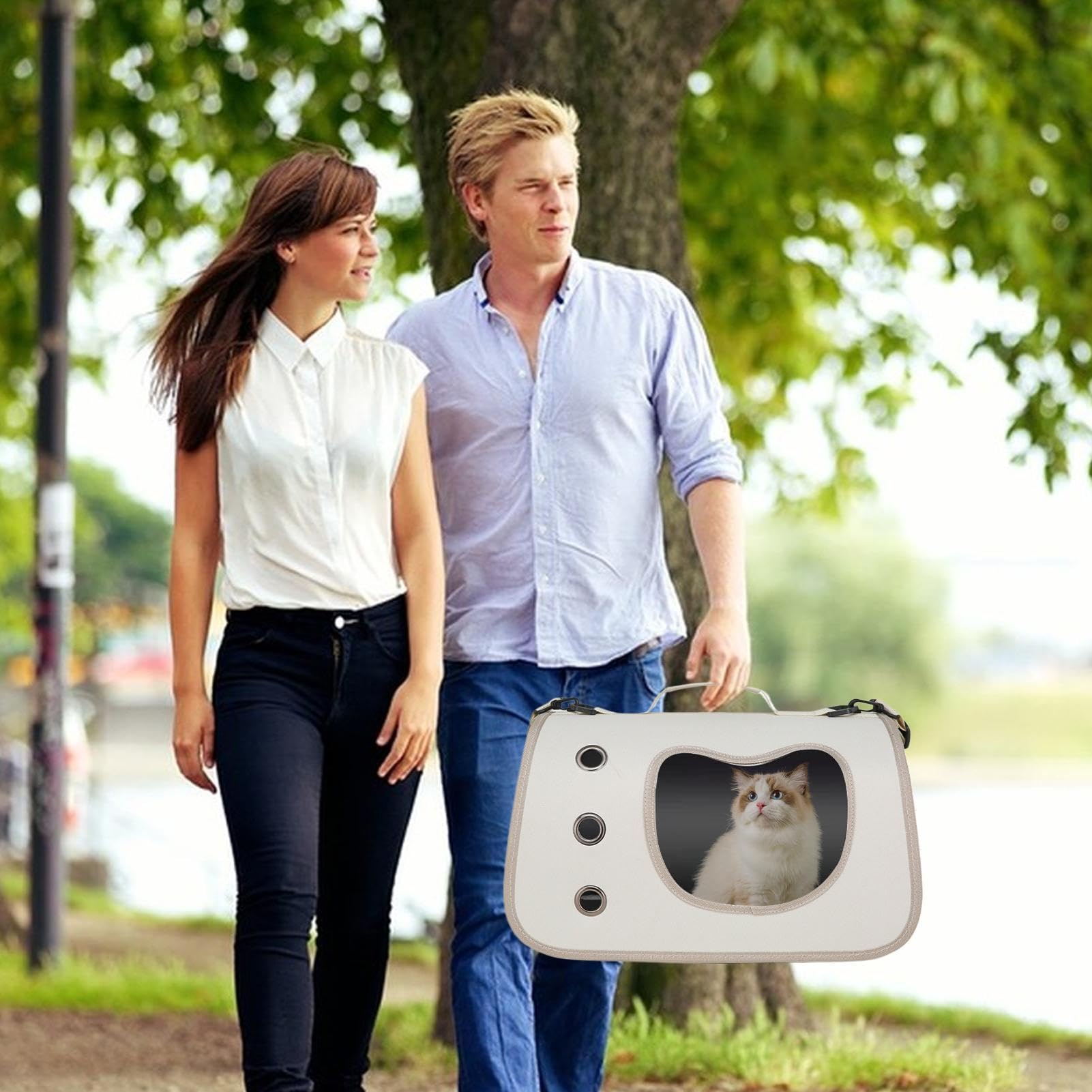 Borsa Trasportino Per Animali Domestici, Regolabile Sicuro Per Gatti, Trasporto Animali Portatile Soluzione per Passeggiate Picnic Campeggio