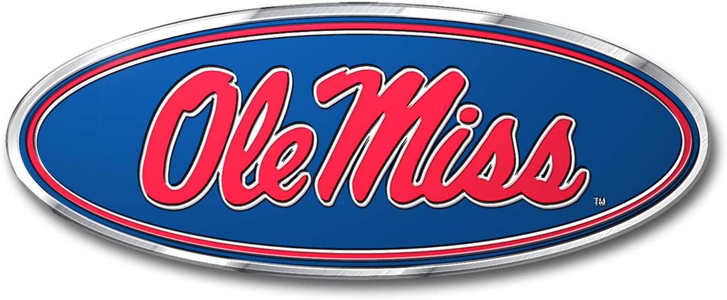 FANMATS 60542 Ole Miss Rebels Heavy Duty Aluminum Embossed Color Emblem, Auto Emblem Decal