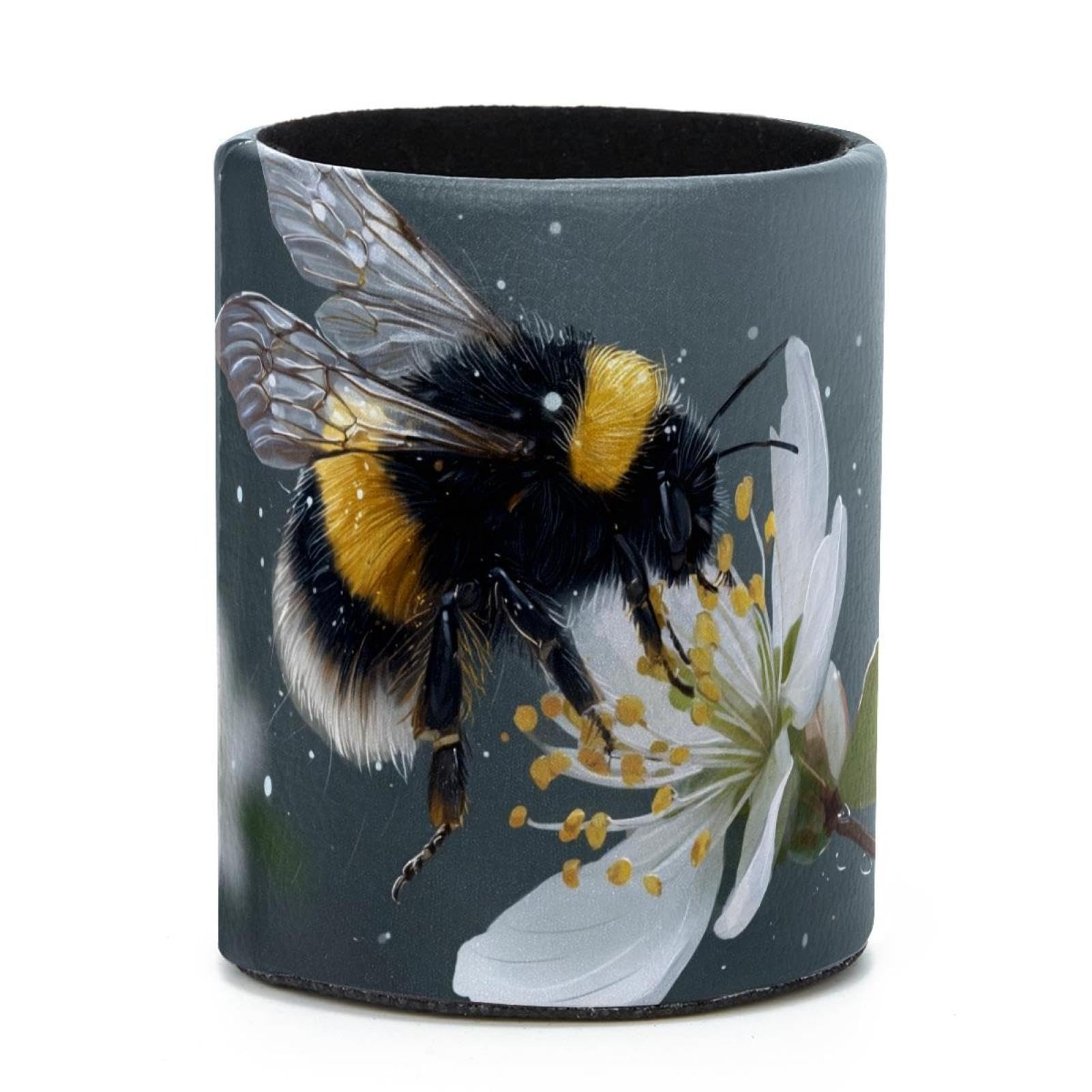 VAPOKF Round Pencil Holders for Desk, Bee Pen Holders Pen Pot Makeup Brushes Storage Desktop Stationery Supplies Organiser for Home Office