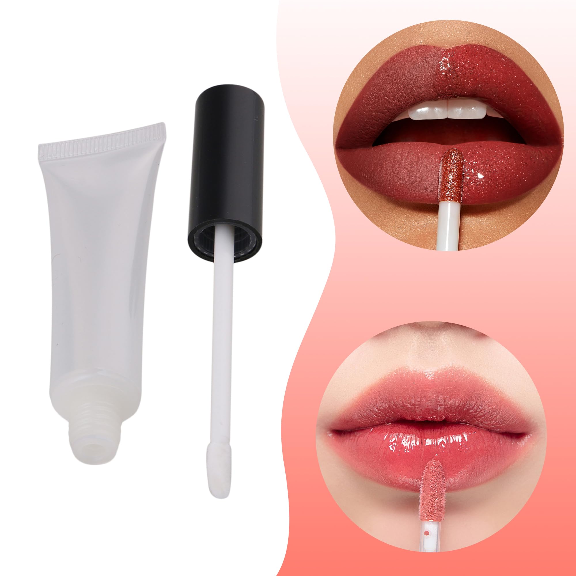 15 Ml Leere Lipgloss Tubes Mit Pinsel – 10 Stück, Transparent, Squeezbar