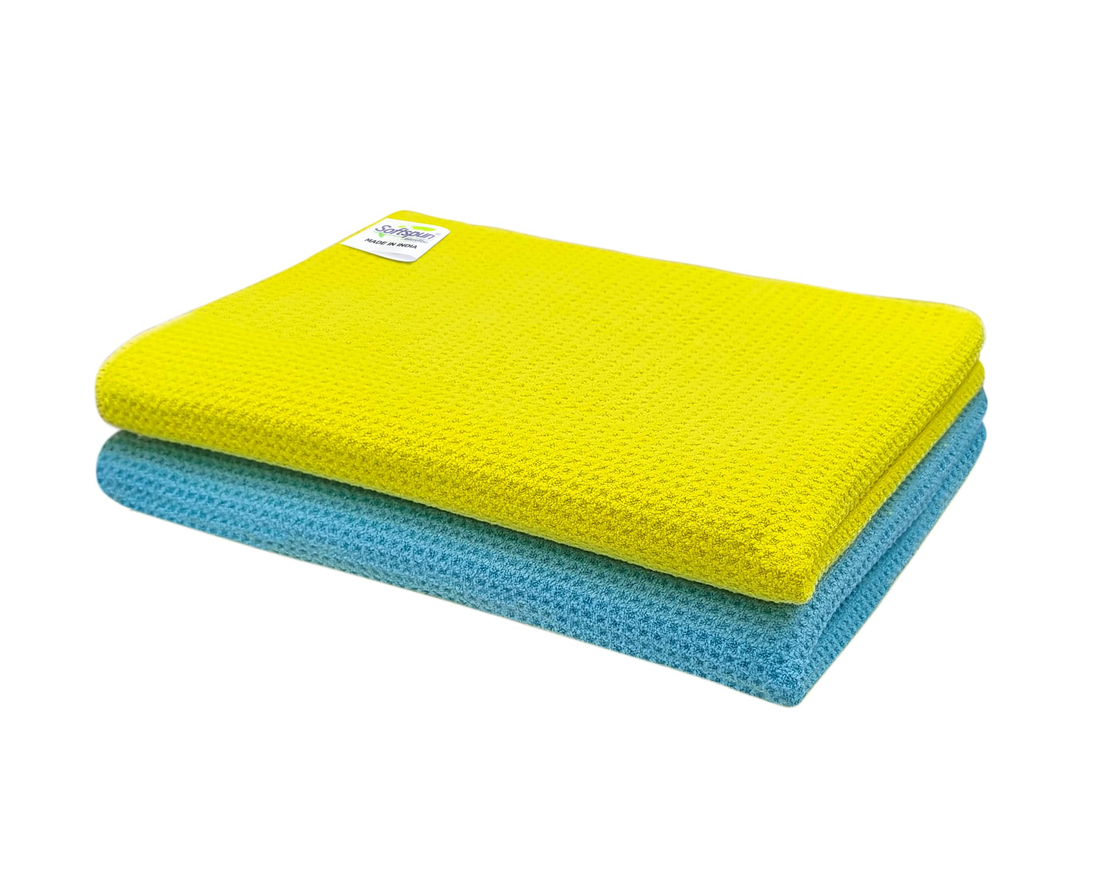 SOFTSPUN Microfiber Waffle Weave Cloths, 40x60 Cms 2 Piece Towel Set 400 GSM Multicolor Multipurpose Highly Absorbent LintStreak Free Wash Cloth for Home Kitchen Window Stainless Steel.-image-19