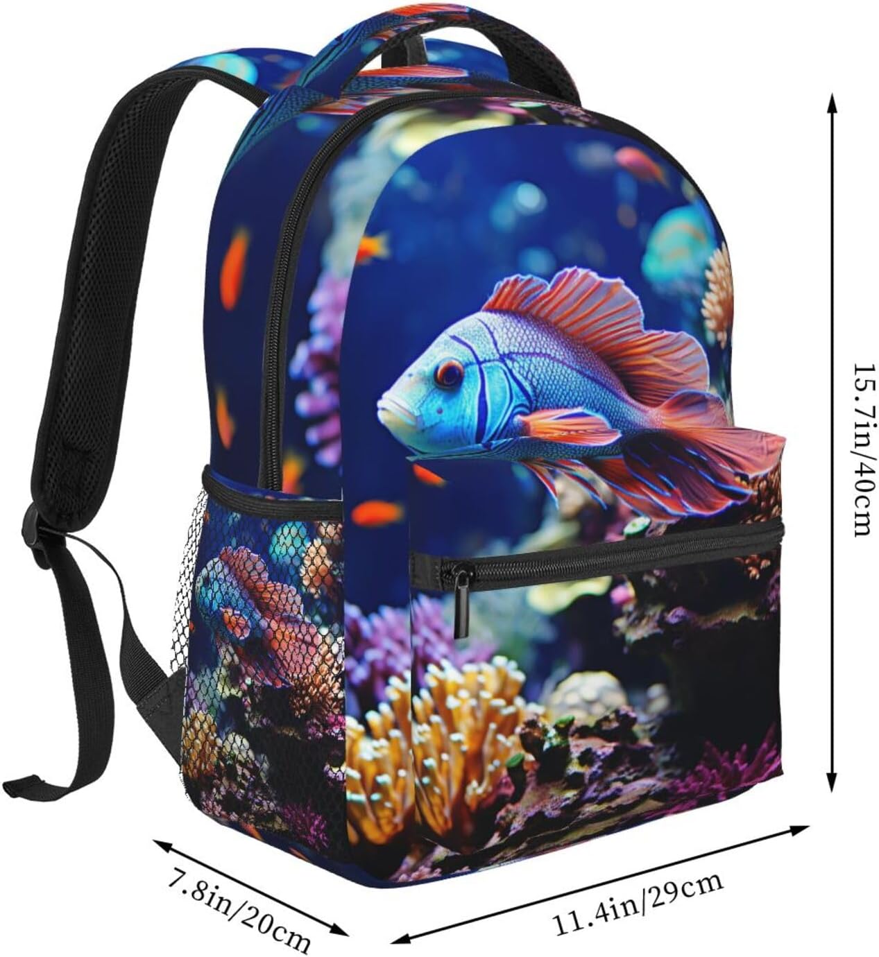 OUSIKA Coral Reef Fish Aquarium Print Backpack Large Travel Backpack Laptop Bag For Women and Men Casual Daypack image 2