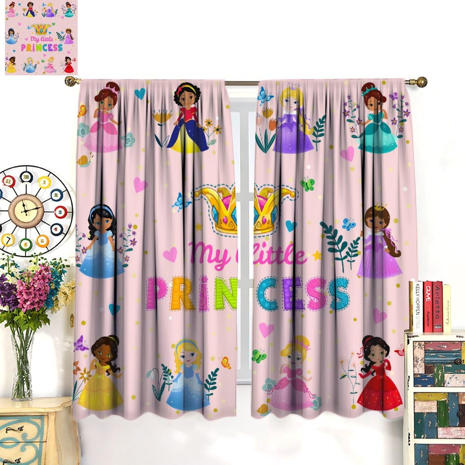 Erosebridal Aurora Starry Night Curtains – 2 Panels 42x63 Inch, Galaxy Princess Castle Theme For Bedroom