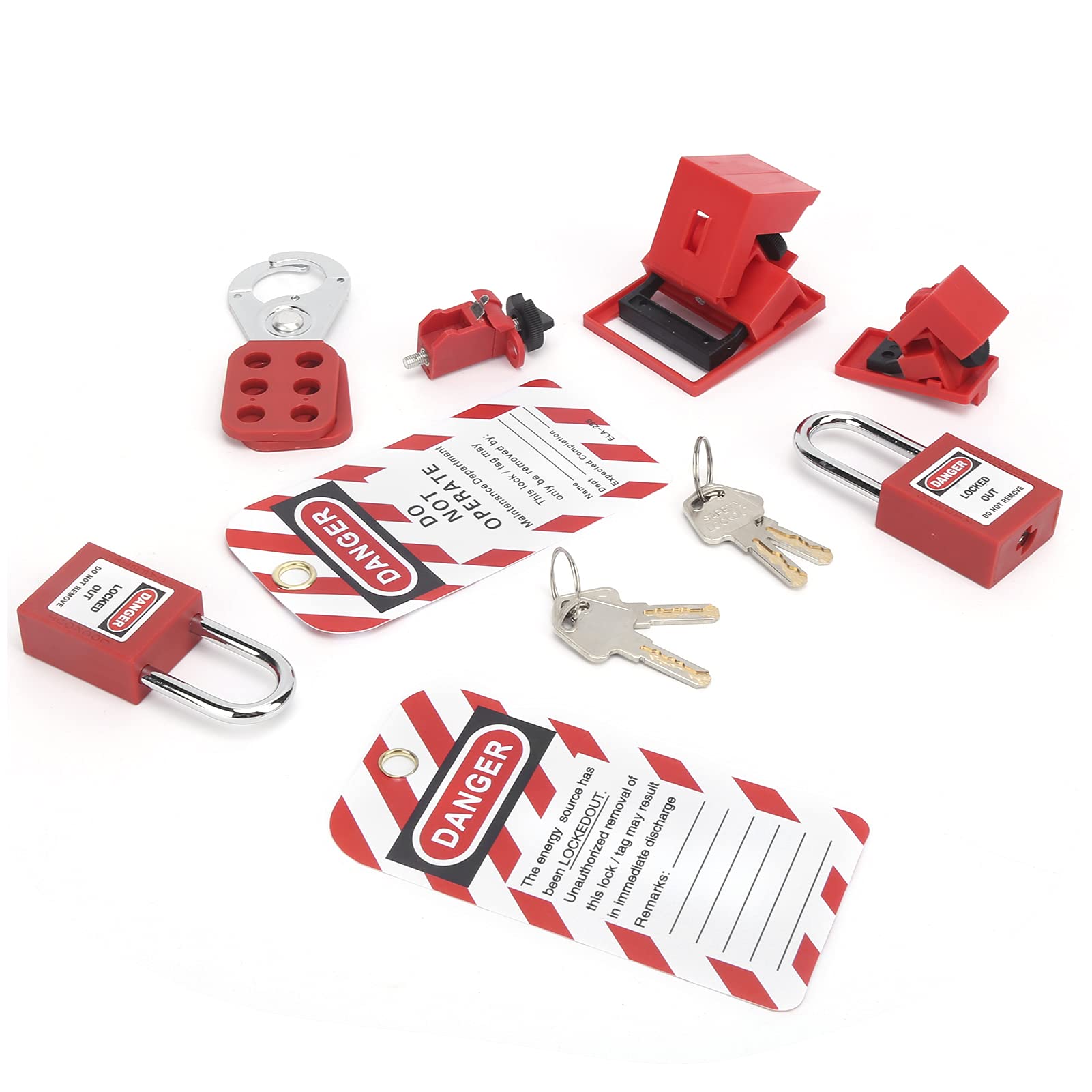 Kit de Bloqueo y etiquetado, Kit de Bloqueo eléctrico y etiquetado con Bolsa de Bolsillo Juego de candados de Seguridad Bloqueo del disyuntor para Estaciones de Bloqueo y etiquetado