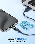 MoKo Lightning Female to USB C Male Adapter 4 Pack, Lightning USB C Adaptor for iPhone 15/16 Pro/16 Pro Max/Plus, Galaxy S24, iPhone to USB C Adapter for Fast Charging, NOT for Headphone, Black 35W