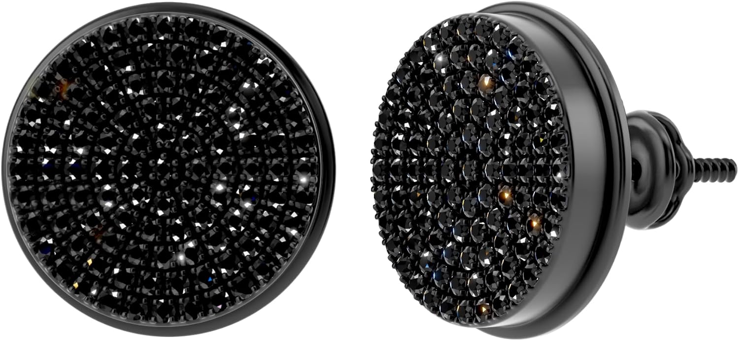 Dazzlingrock Collection Round Black Diamond Hip Hop Unisex Stud Earring (0.40 ctw, Color Black, Clarity Opaque) in Black Plated 925 Sterling Silver