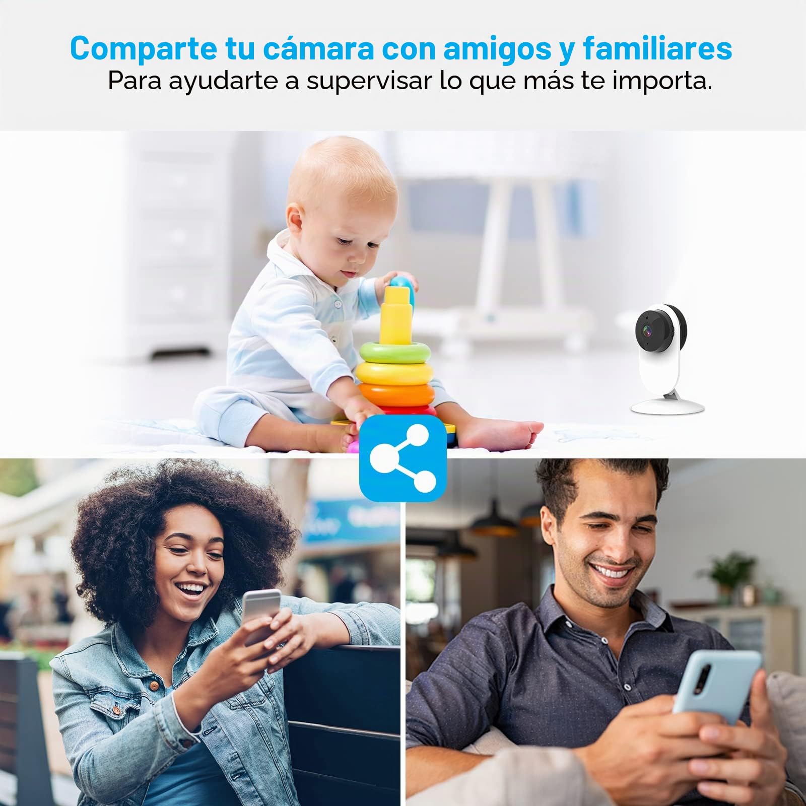 AGSHOME Cámara de vigilancia de vídeo Inteligente WiFi con vídeo HD 1080p | detección de movimiento, audio bidireccional, instalación fácil y funciona con alarma inalámbrica