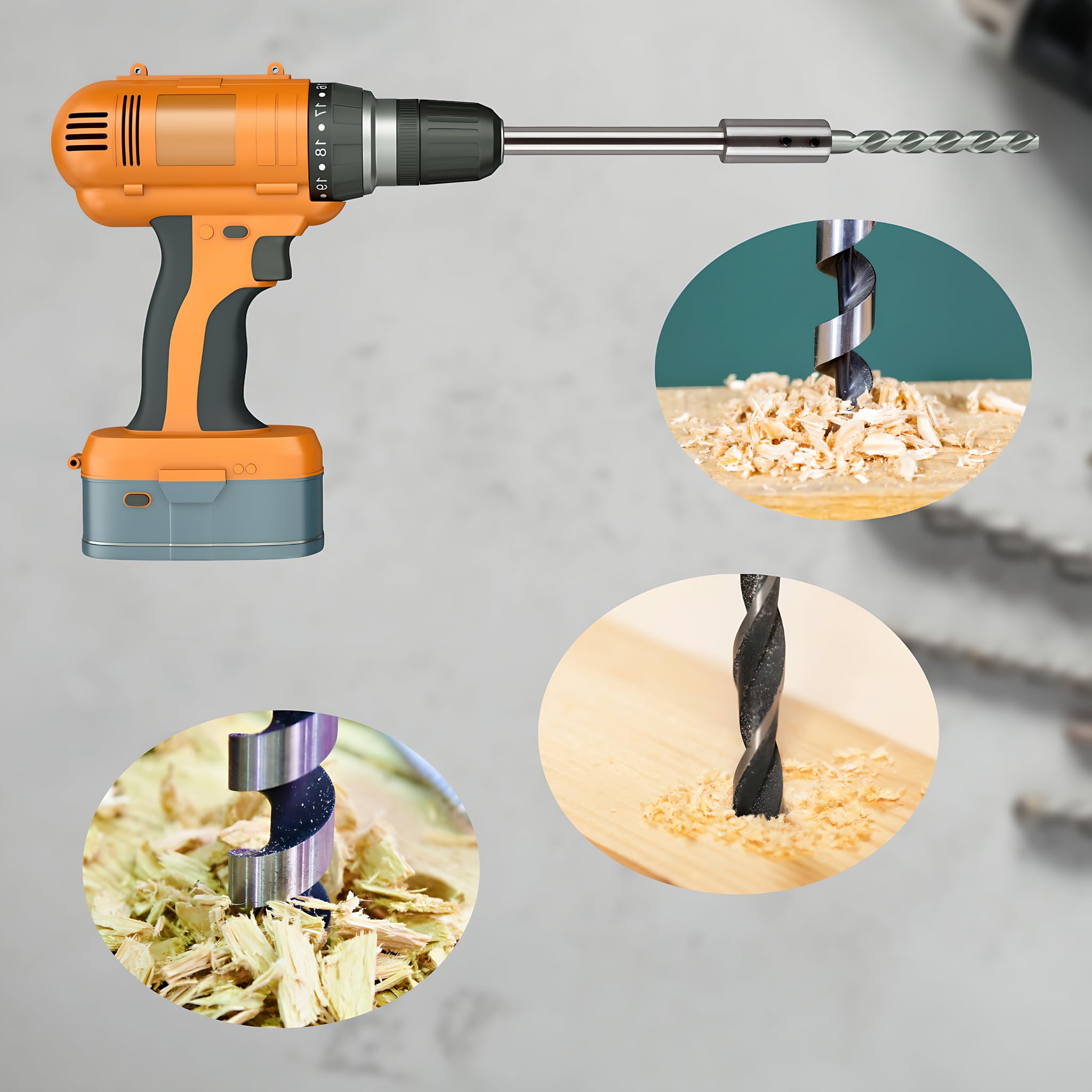 LPZMPZ 169 MM Extension De Foret Rallonge De Perceuse Rallonge De Meche Forstner, Pour Foret Forstner Avec Tige De 3/8", Avec Clé Hexagonale En Forme De L