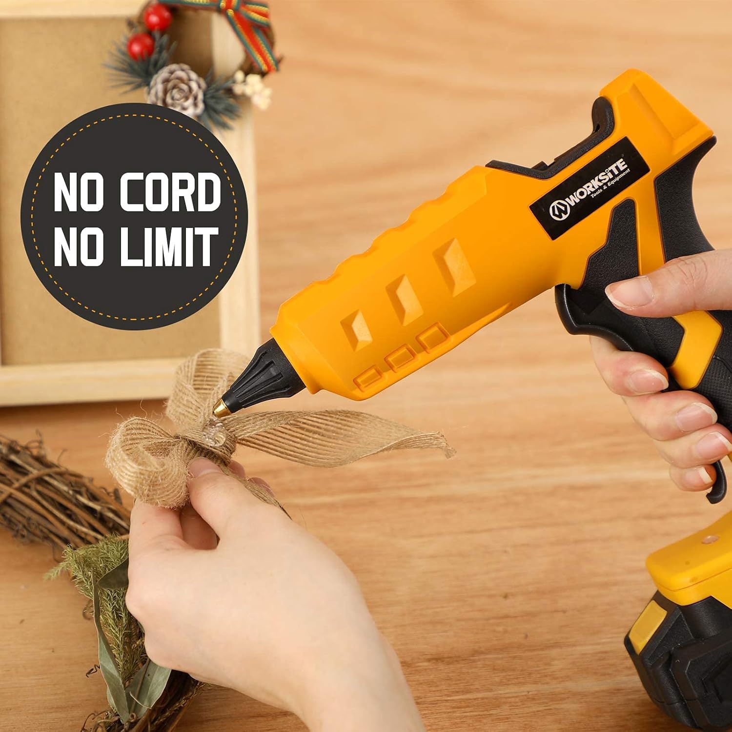 WORKSITE 20V Cordless Hot Glue Gun Kit Bundle with One Extra Battery : Tools & Home Improvement