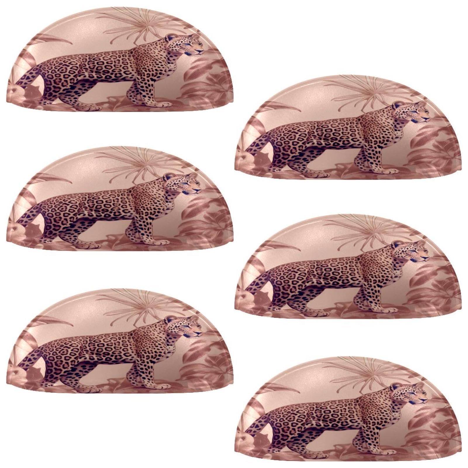 Luoweisi Multi 15 6 Pcs Shell Cup Handles, Rose Gold Leopard Drawer Pull Handles, Semi Circle Kitchen Cupboard Door Handles And Knobs, Furniture Cabinet Dresser Knobs Handles With Screws