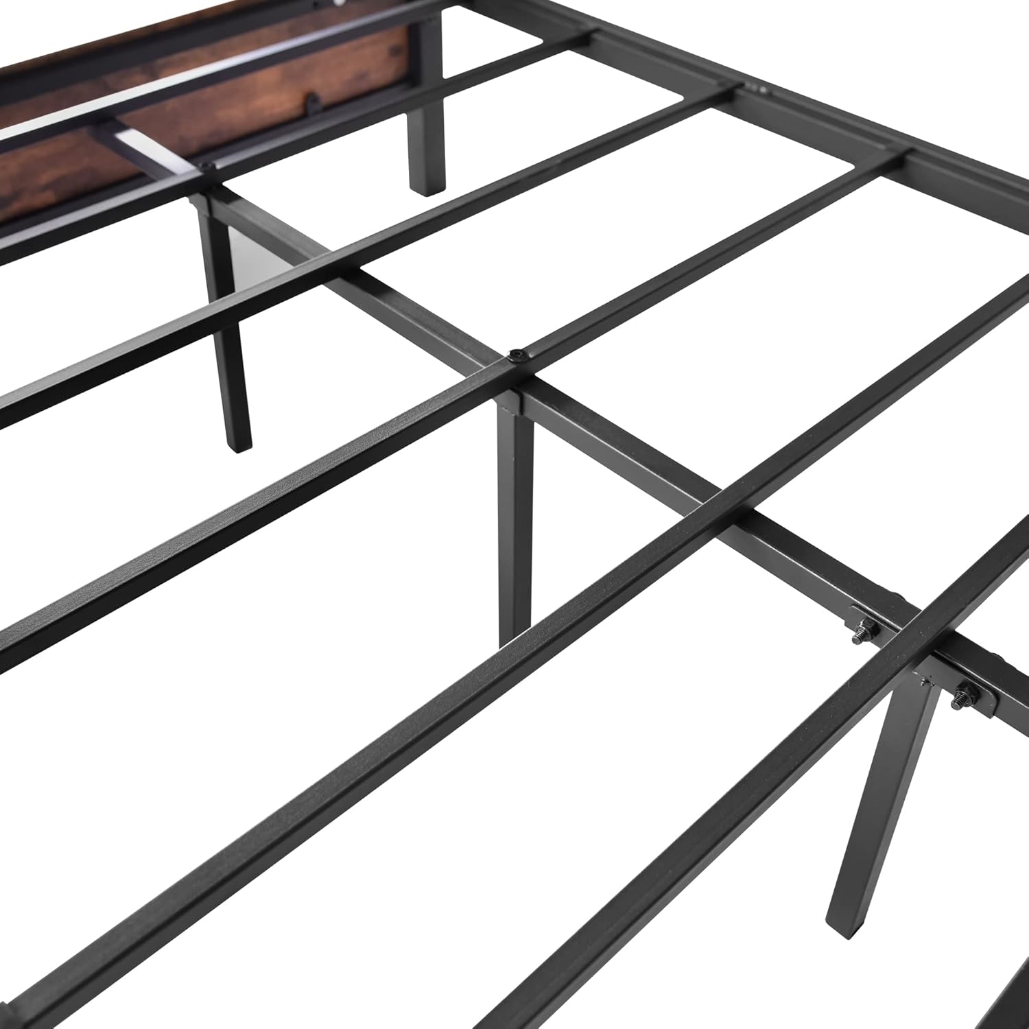 BOFENG Black Queen Size Bed Frames with Wood Headboard,Queen Bed Frame with Storage No Box Spring Needed,Metal Platform Bed Frame Queen Size Mattress Foundation,Strong Steel Slats,Noise Free,Brown - Image 9