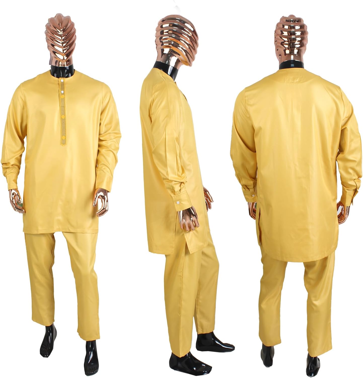 TIDOIRSA Mens African 3 Piece Set Traditional Suit Emboridery African Mens Agbada Dashiki Shirt And Pants Outfit - Image 4