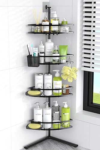 Organizador de ducha de esquina de piso estante organizador de ducha independiente a prueba de óxido de 4 niveles para el interior - Soporte de