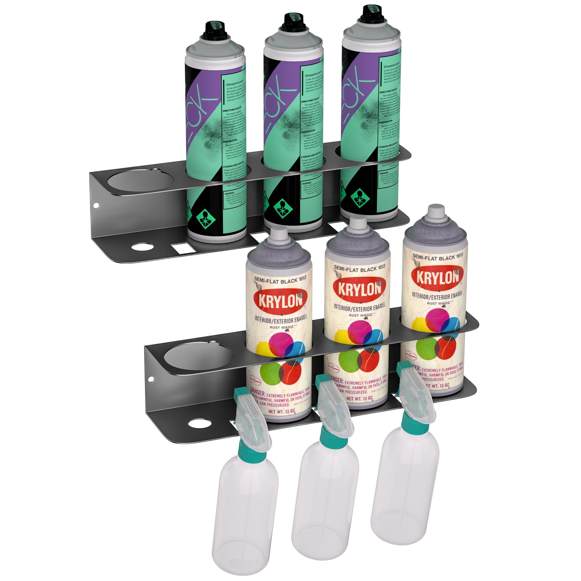 EVERHANGER Spray Can Holder, Wall Mount Spray Bottle Storage Rack Heavy Duty Spray Paint Bottle Organizer for Garage & Home, 8 Can Holes