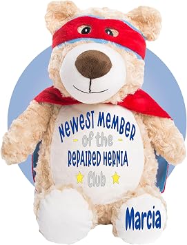 Hernia Surgery Gifts - 17" Hernia Surgery Peronalized Teddy Bear - Hernia Repair Recovery Gifts for Kids - Diaphragm Recovery Keepsakes - CDH Surgery Pillows