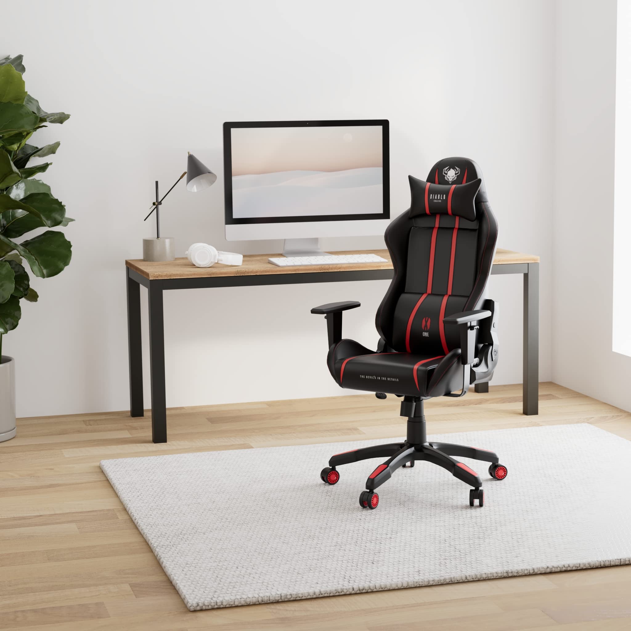 Diablo Sedia Gaming Ergonomica X-One 2.0 | Poltrona Gaming con Braccioli Regolabili, Supporto Lombare, Funzione di Inclinazione | Sedia Gamer 160 kg, Gaming Chair, Sedia da Ufficio | King (XL) | Rosso