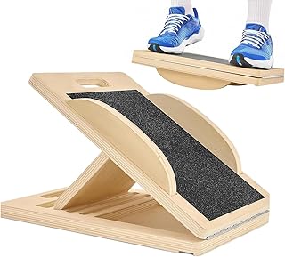 Tabla inclinada elástica para pantorrillas, tabla inclinada ajustable, estirador de pantorrilla de madera con diseño de cuña de fitness, ejercitadores de piernas de equilibrio para rodillas pies talón