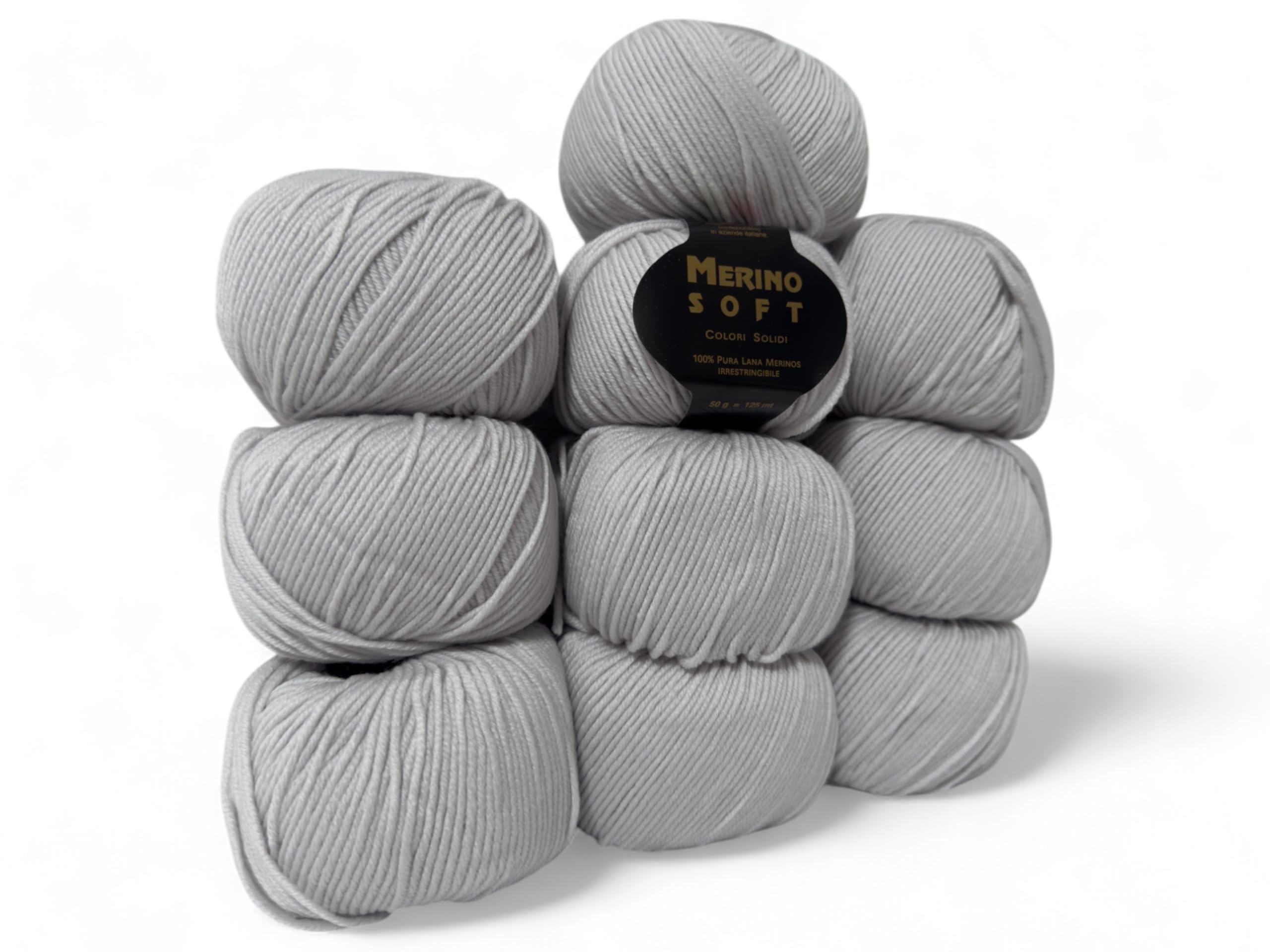 Merinowolle/Feine weiche 100% Merinowolle/Italien/Superwash / 10-Knäuel (perlgrau)