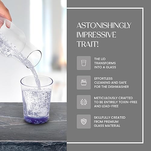 Miniatura 6 de Elle Decor Jarra de agua de cabecera con vaso, jarra de 35 onzas y vaso a juego | Usa la taza como tapa para jarra, decoración del hogar para