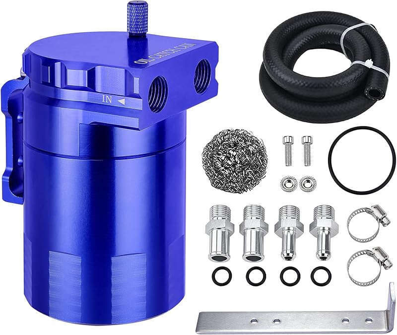 Reservatório separador de óleo EVIL ENERGY com defletor para sistema PCV, alumínio azul, 300 mL – Kit universal