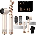 5 en 1 Set de brosse à cheveux pour sèche-cheveux, pince à cheveux avec Air Style Wrap Styler, Négatif Ionic Magic Style Set, Détachable Air Curler pour Volumizer, Straightener, L'essuyage