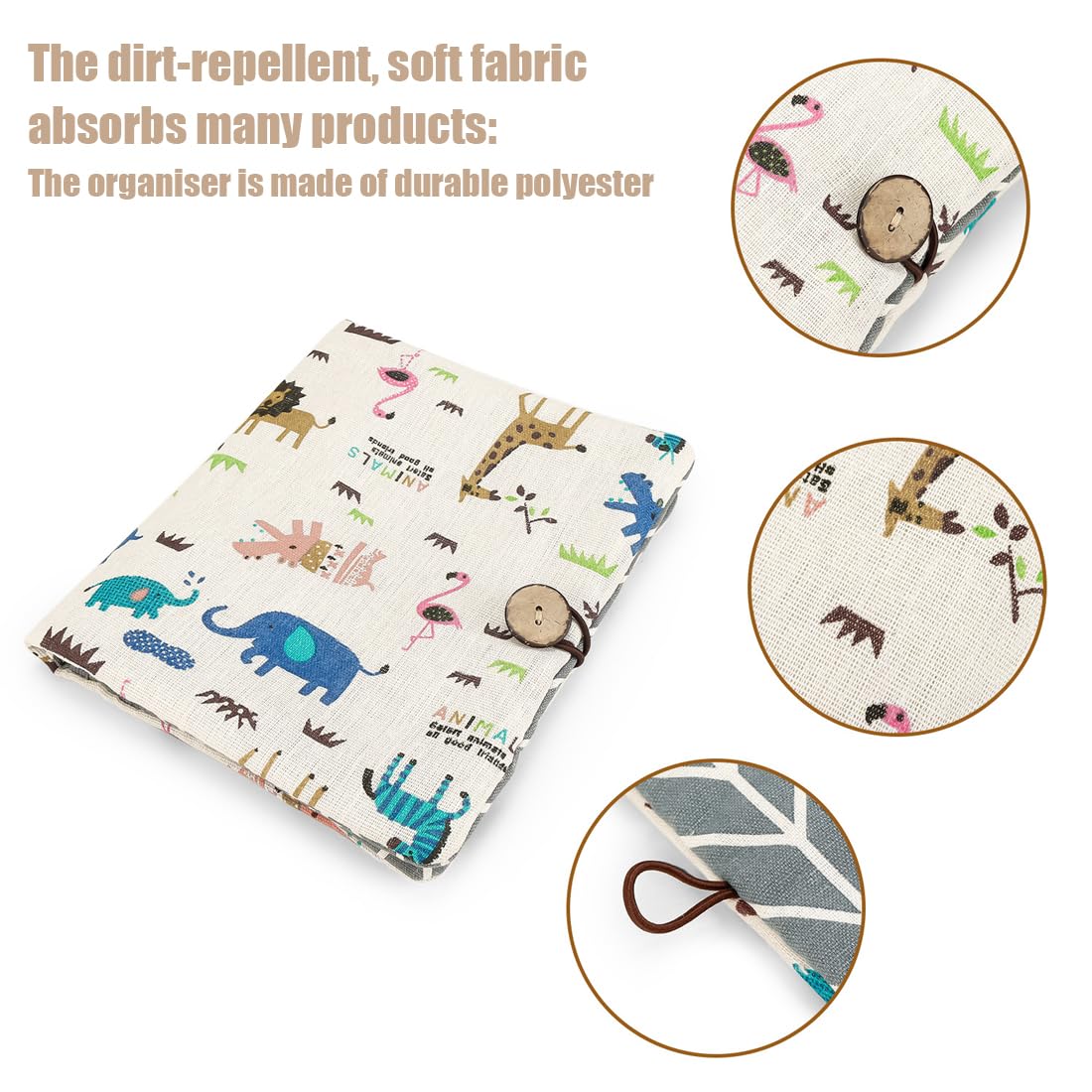 XPEX 2 en 1 Sac à Couche de Bébé, Sac à Langer pour Cosmétiques, Lingettes et Accessoires, Trousse de Toilette Bébé, Trousse de Soin de Voyage Pratique pour Bébé (Motif de Dinosaure)