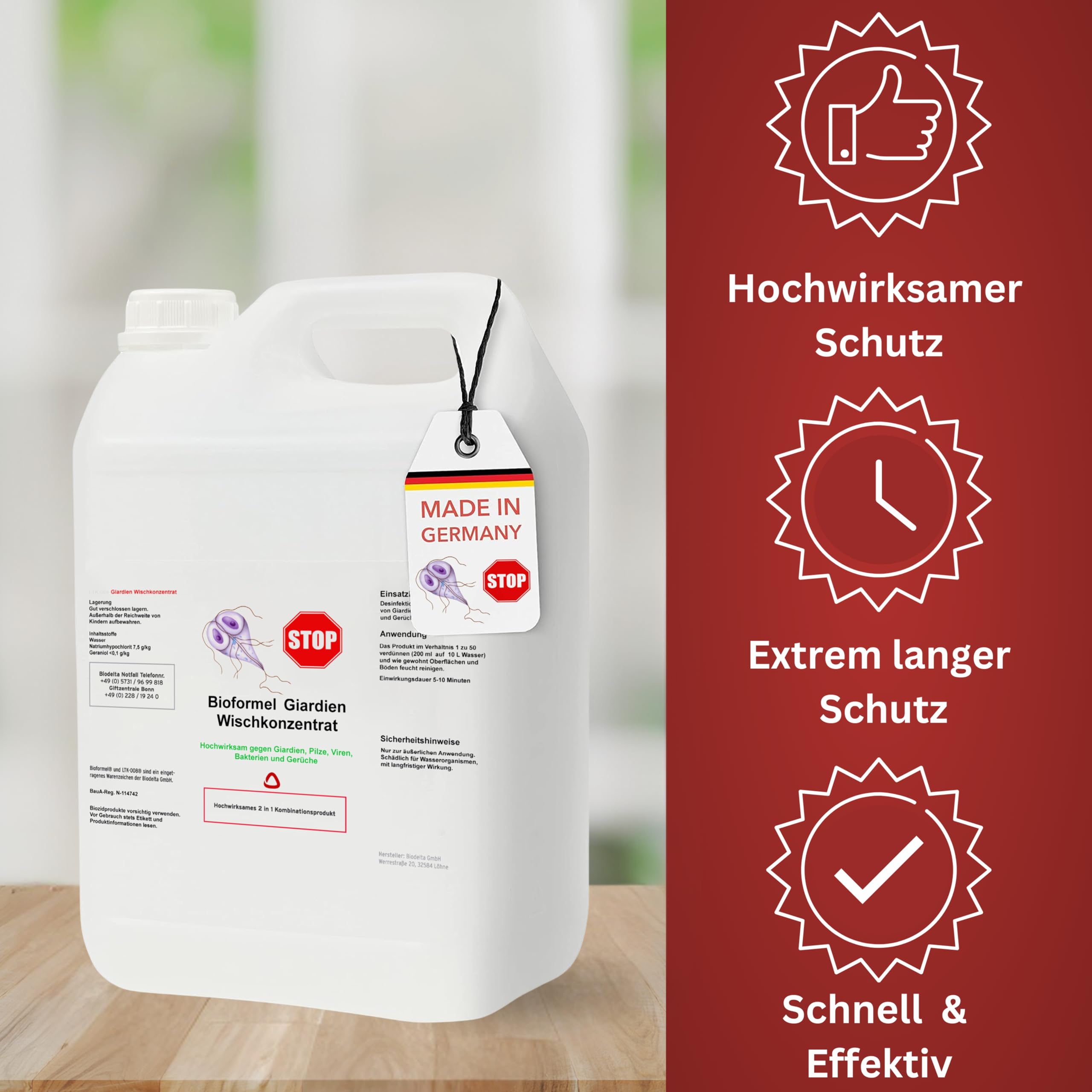 BIODELTA Giardien Spray - Giardien Wischkonzentrat für Hund, Katze & co - Haustier Hygiene Spray - Giardien Desinfektionsmittel gegen Viren Bakterien & Pilze - effektiver Geruchsentferner (2L)