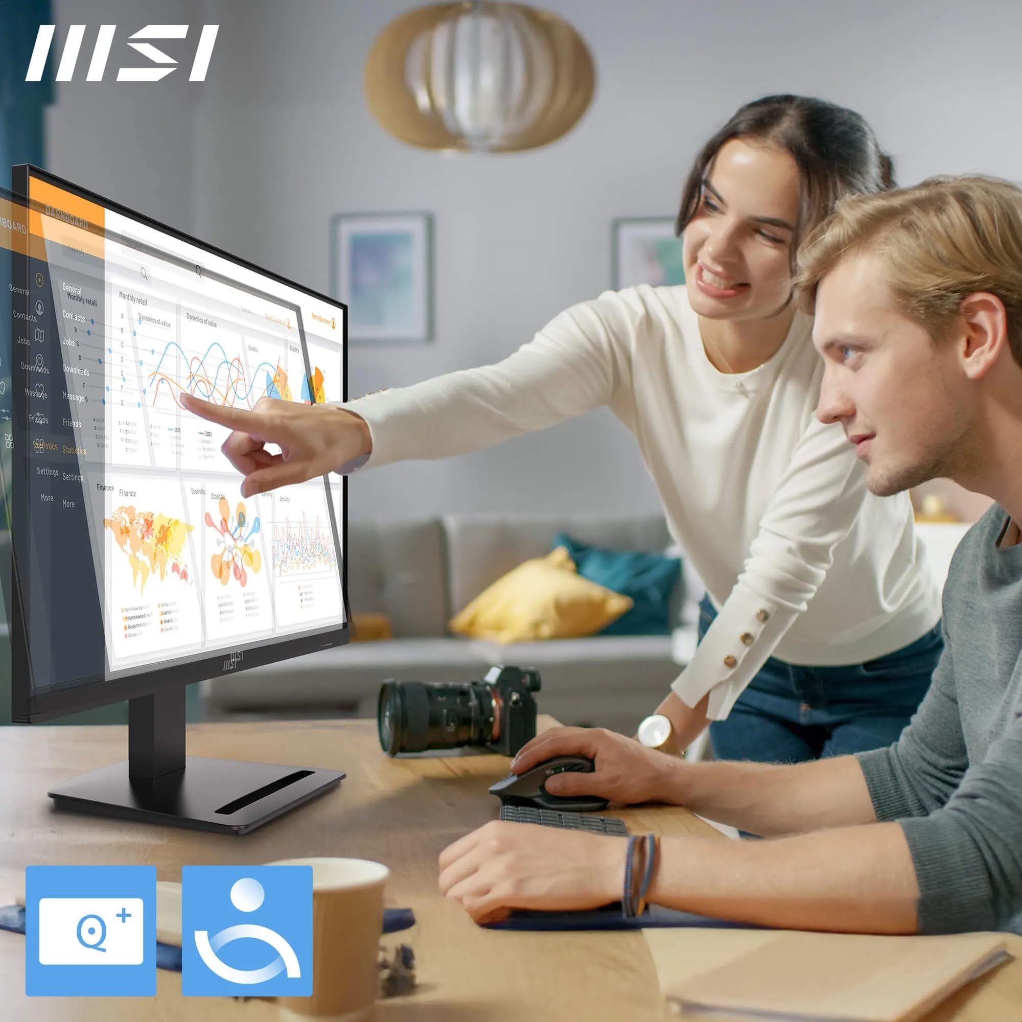 MSI PRO MP273Q E7 Écran d'ordinateur WQHD 27" 2560 x 1440 IPS, 75 Hz, 1 ms, HDR Ready, Adaptive-Sync, Soin des yeux, HDMI 2.0, DP 1.2a, Inclinaison réglable, support Vesa, noir