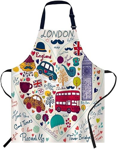 Miniatura 15 de oFloral Delantal para póster de pizza, delantal ajustable unisex, delantal de chef de cocina, delantal para mujeres y hombres, para cocina en casa