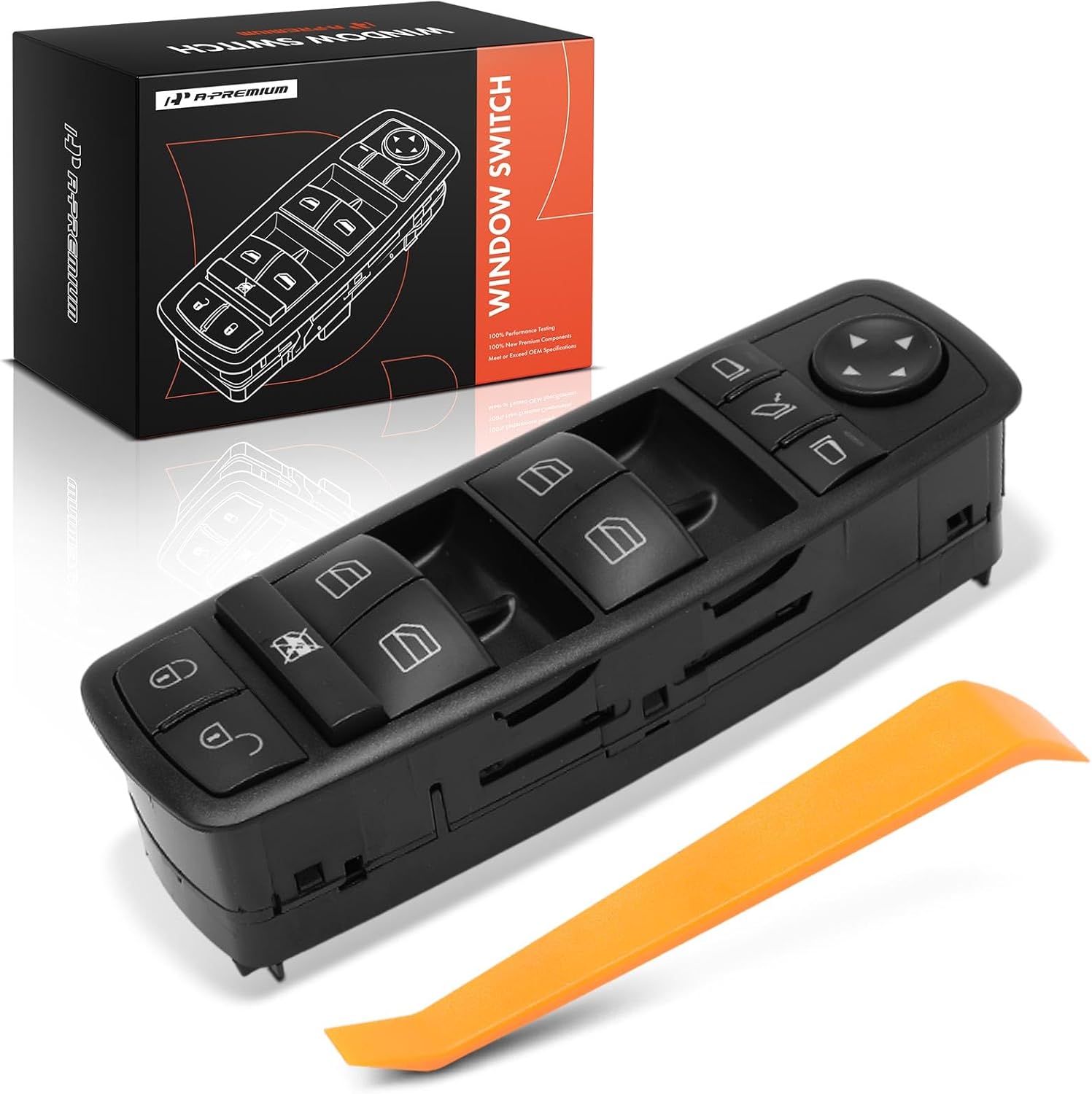 A-Premium Master Power Window Switch Compatible with Mercedes-Benz A160 2004-2005, A190 2004-2005, B180 2012, B200 2006-2011, Black, Front Left Driver Side, Replace# A1698206710