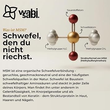 wabi sabi MSM Capsules - 365 Vegan Capsules - 1200 mg Methylsulfonylmethane (MSM) per Daily Dose - High Dose & Tested Supplement - MSM Dietary Supplement - German Quality Brand