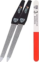 3 Swords Germany Sapphire Nail File Set (2pcs) + 3-Way Buffer - Durable Solingen Germany Manicure Tools