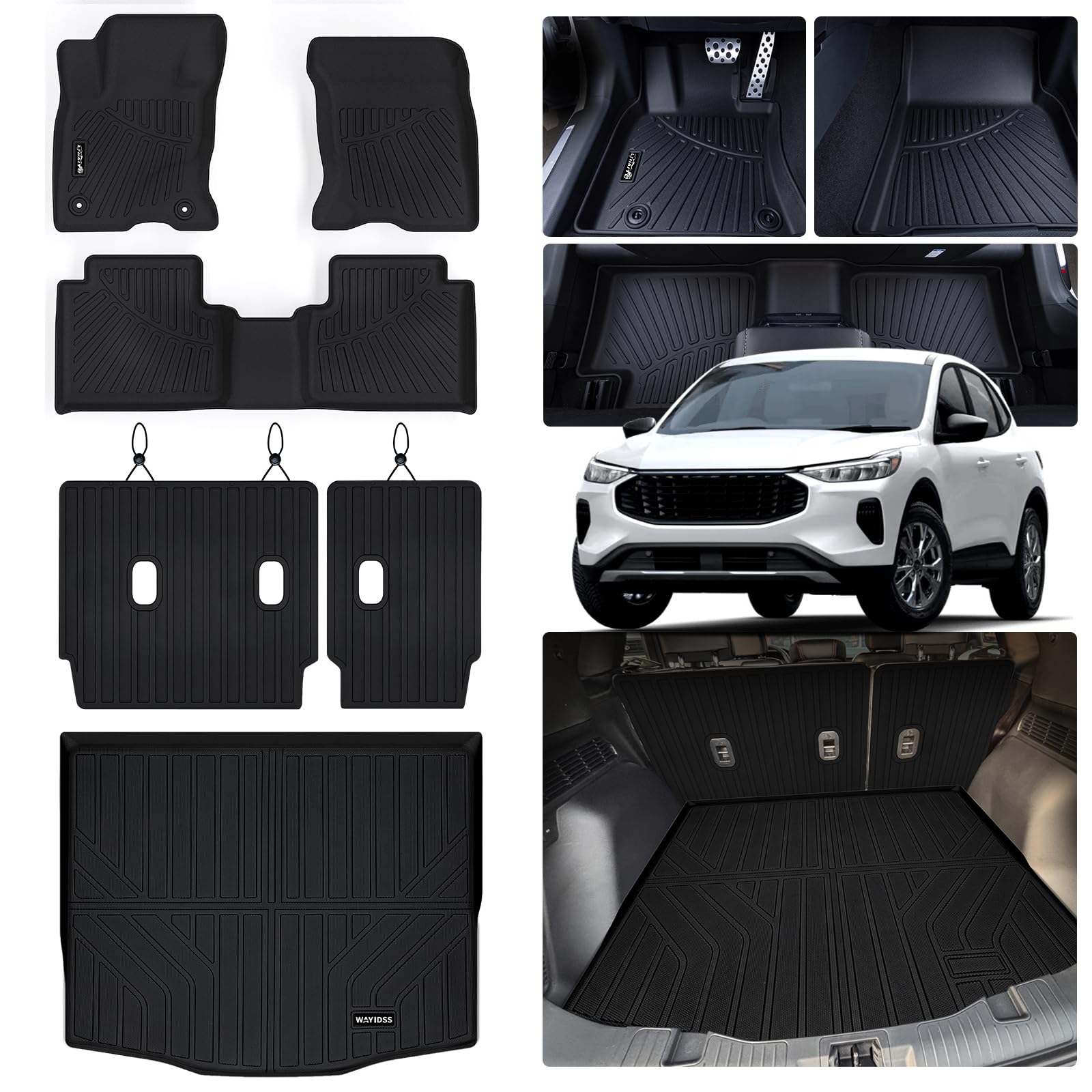 LJWAITO Floor Liners & Cargo Liners & Backrest Mat for 2016-2025 2026 Dodge Durango 6 Seats-2 Row Bucket Seat，TPE All Weather Protection Car Floor Mats with Trunk Mat Covering The Backrest — view 13