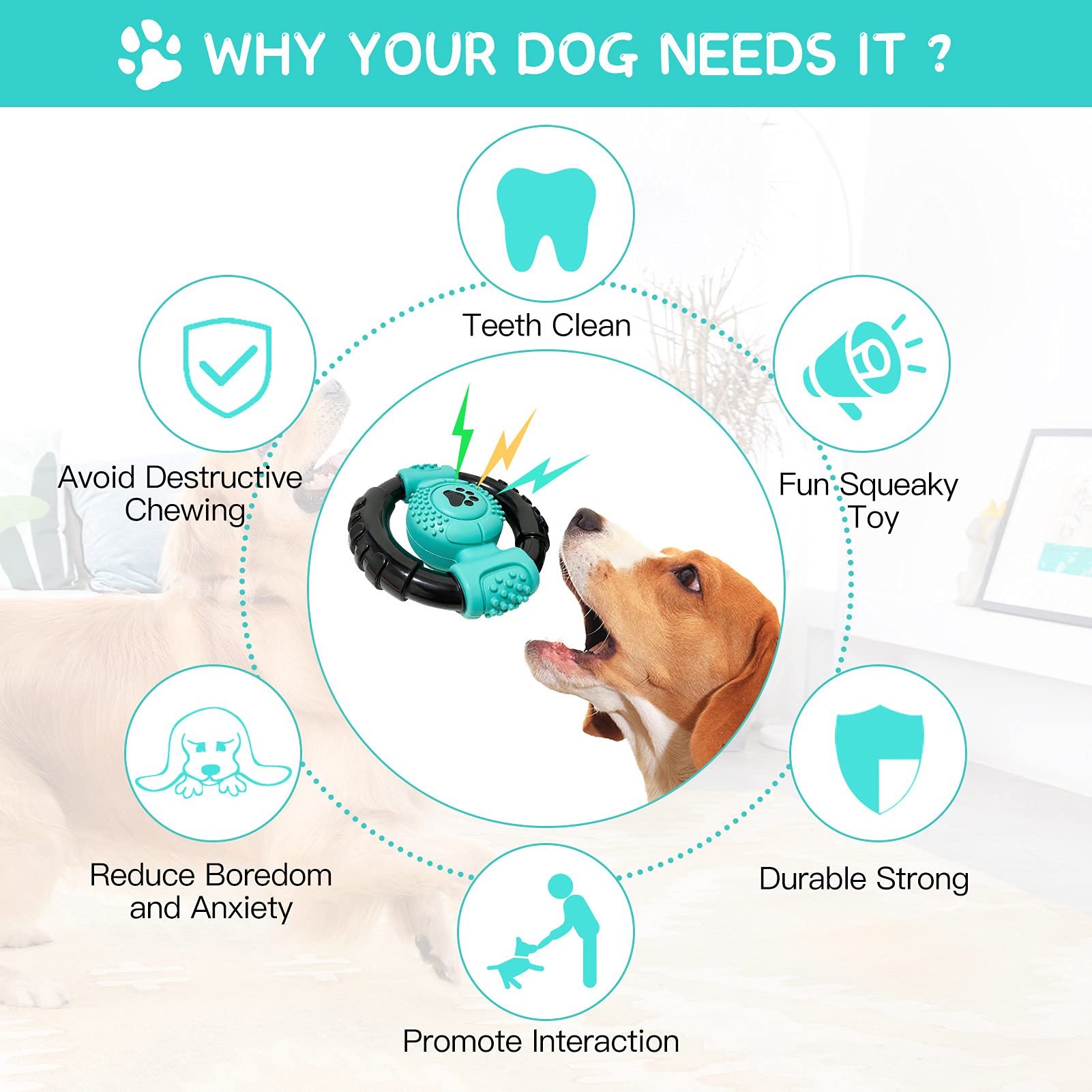Juguetes para Perros para masticadores agresivos, Juguete Indestructible para Perros medianos y Grandes, Juguetes Resistentes con Sabor a Leche para mantenerlos ocupados