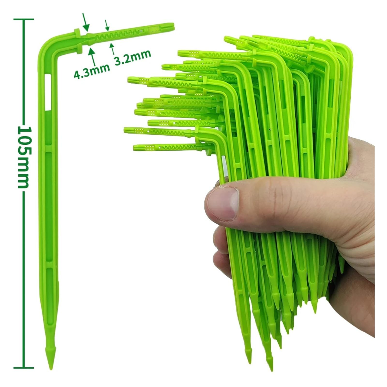 50-1000 goteros verdes de 1/8 pulgadas for sistema de microgoteo de jardín | Emisores de flechas curvadas for riego por goteo de jardines en macetas.(Black-1000pcs)