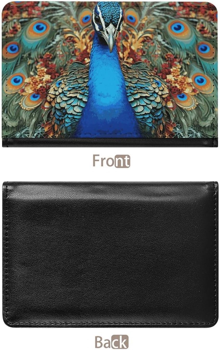Cute Passport Holder for Travel,Personalized Multi-Functional Passport Cover with Card Slots,Slim Elegant Peacock Printed Passport Wallet for Women Men