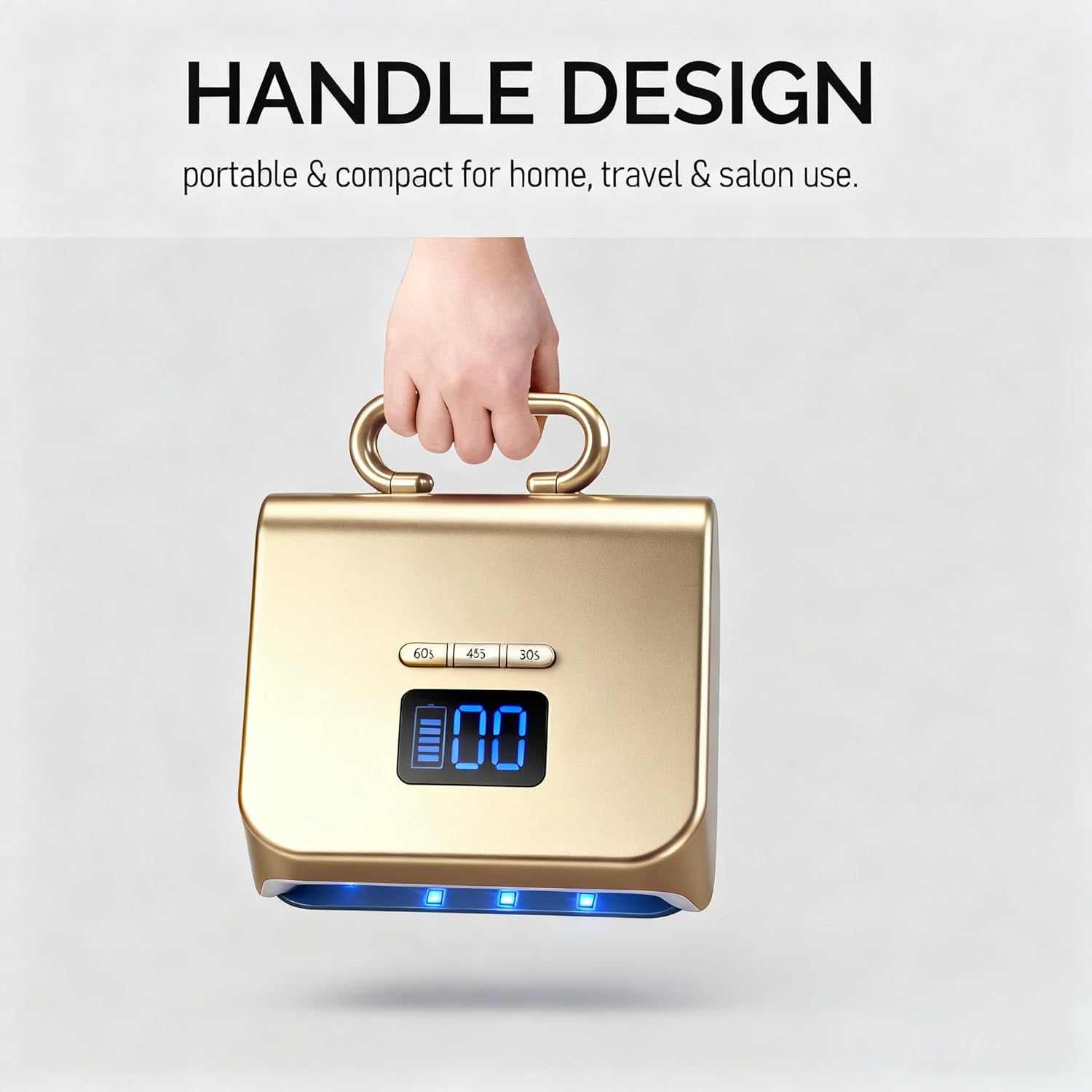 Cordless UV Nail Lamp 220W, Professional LED Nail Lamp with 48 Beads & Touch Display, Rechargeable UV Light for Gel Nails Built-in 3-Timer Modes & Auto Sensor, Fast Curing Nail Dryer (Gold)