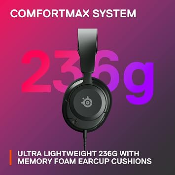 NEW SteelSeries Arctis Nova 1 Multi-System Gaming Headset — Hi-Fi Drivers — 360° Spatial Audio — Comfort Design — Durable — Ultra Lightweight — Noise-Cancelling Mic — PC, PS5/PS4, Switch, Xbox - Black