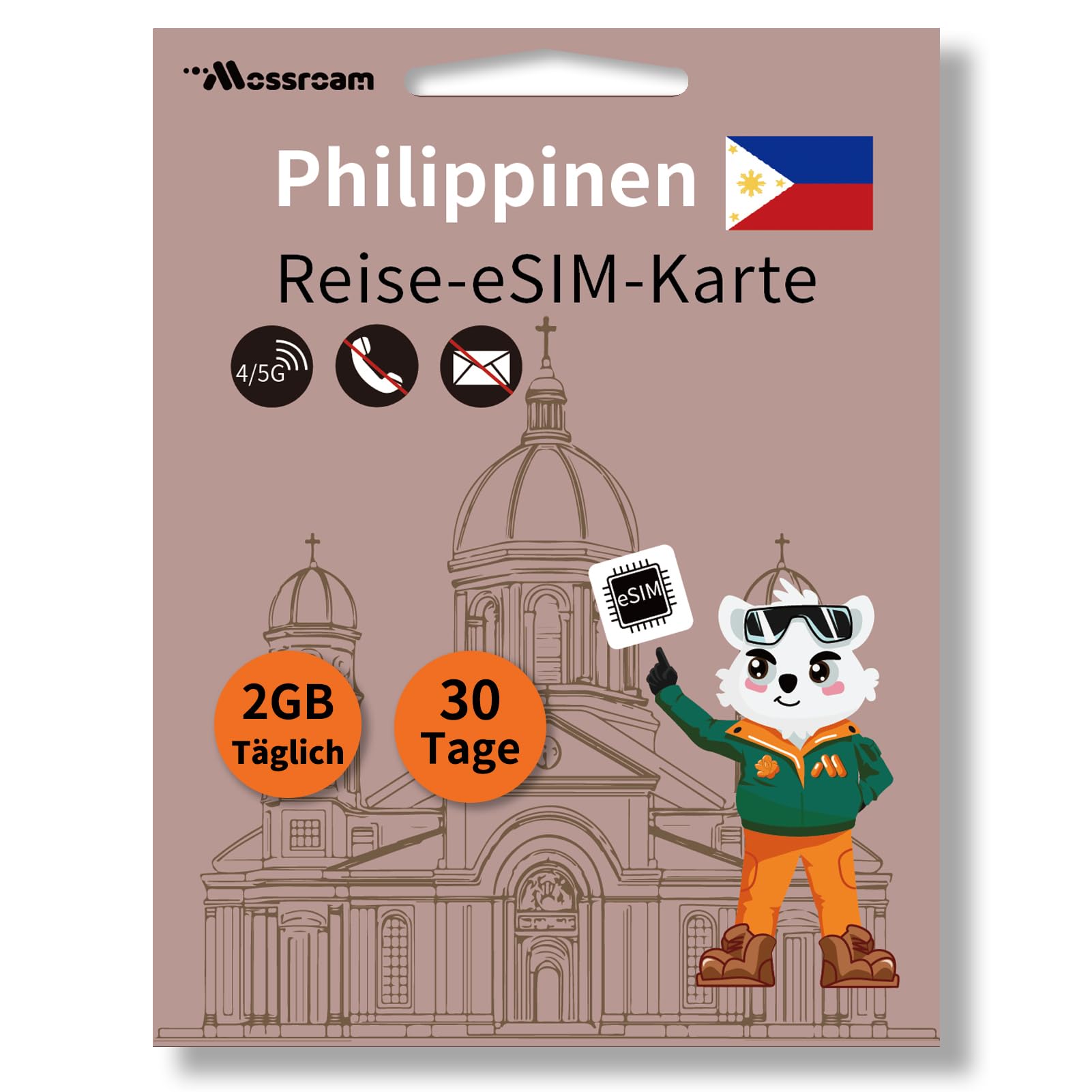 Die Philippinen eSIM Daten nur 2 GB Tageskarte, 30 Tage Reisen Manila Unbegrenzte niedrige Geschwindigkeit