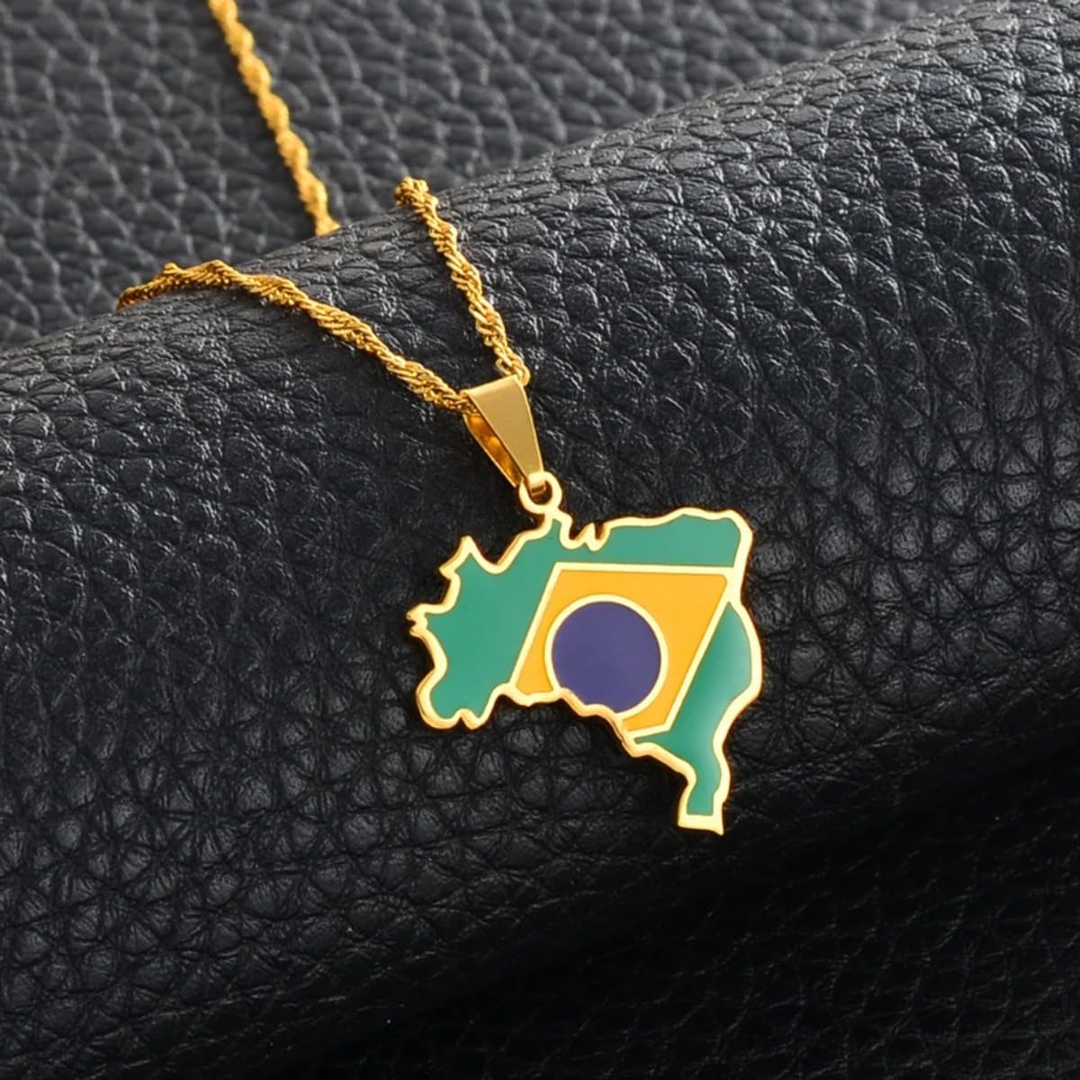 Brazil Map Flag Pendant Necklace For Women Men Brasil Map Stainless Steel Pendant Necklace