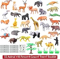 Vista 2 de ValeforToy - Figura de animales, 54 piezas de minijuguetes de la selva, diseño realista de vinilo salvaje, recuerdos de fiesta de aprendizaje